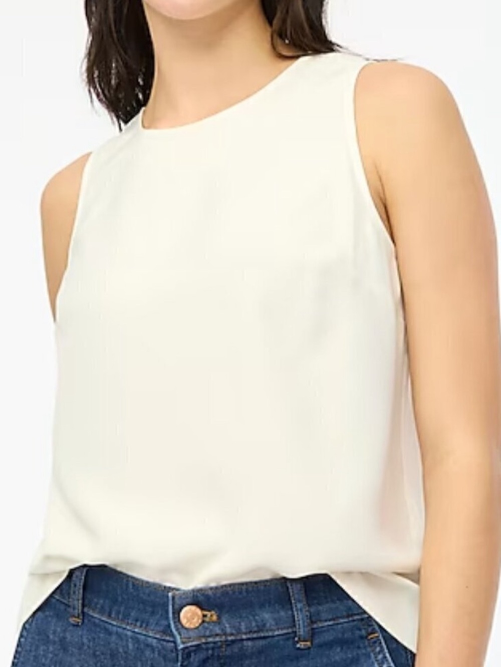 LIKE NEW J. Crew Sleeveless Button-back Shell Tank, Cream, Size XXL,SoldOut